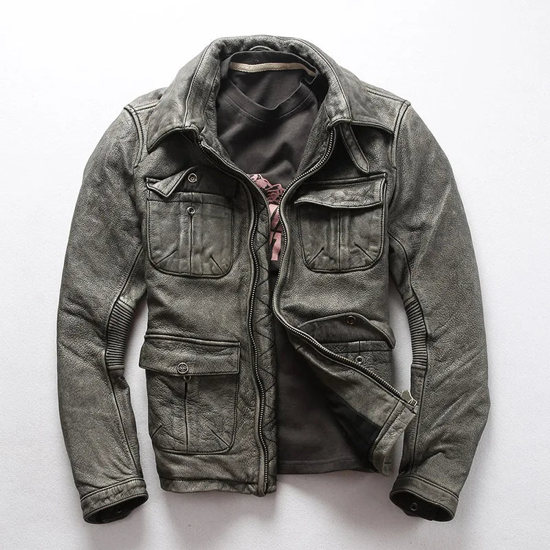 St. James - Luxus Bikerjacke aus Vintage-Rindsleder