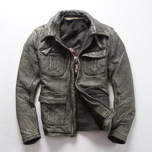 St. James - Luxus Bikerjacke aus Vintage-Rindsleder
